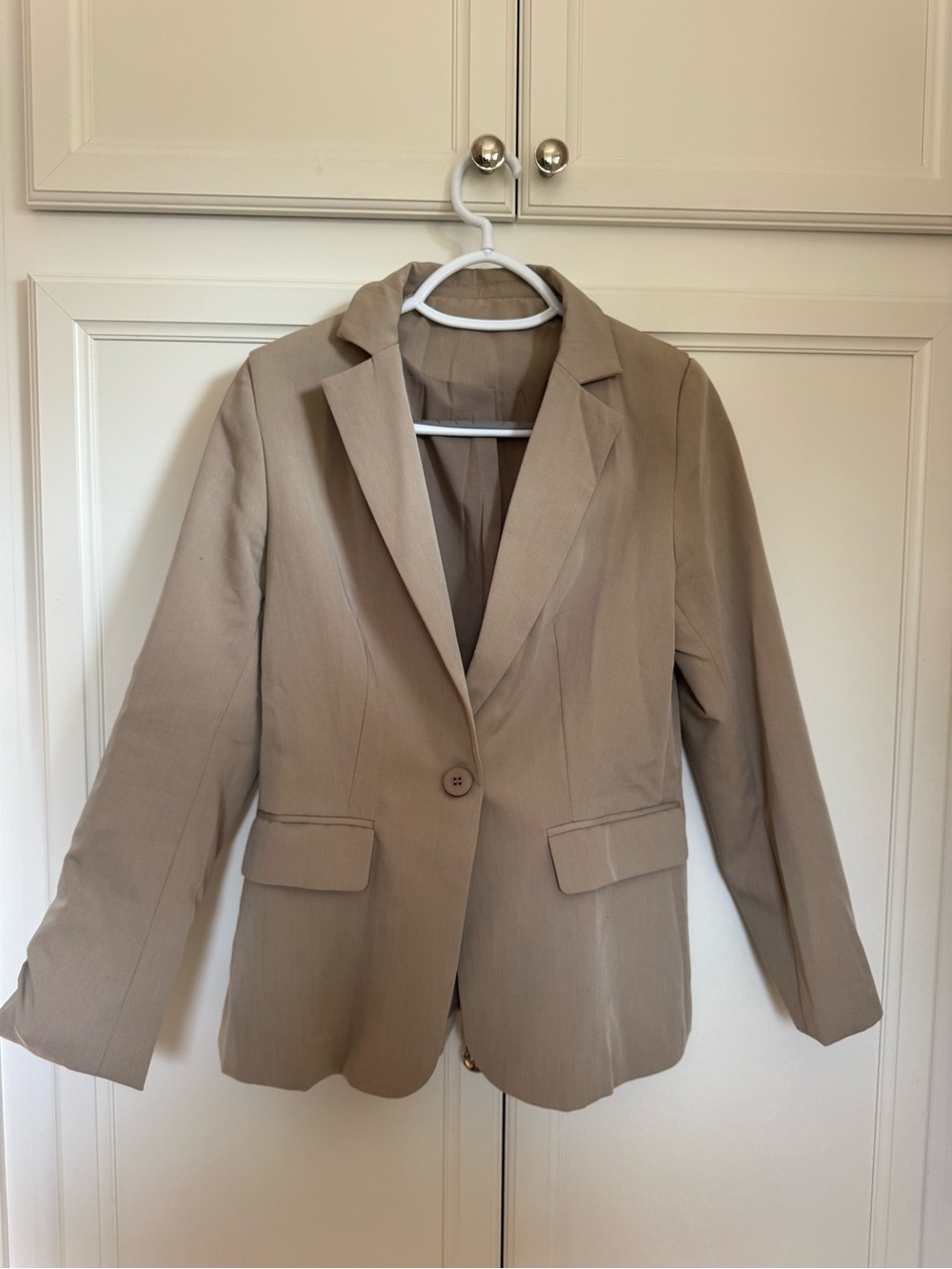 Classic Women's Tan Blazer Jacket - Single Button